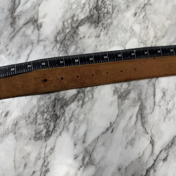 VTG American Eagle Outfitters Brown Leather Belt Womens Small Rhinestone Buckle - Picture 4 of 8